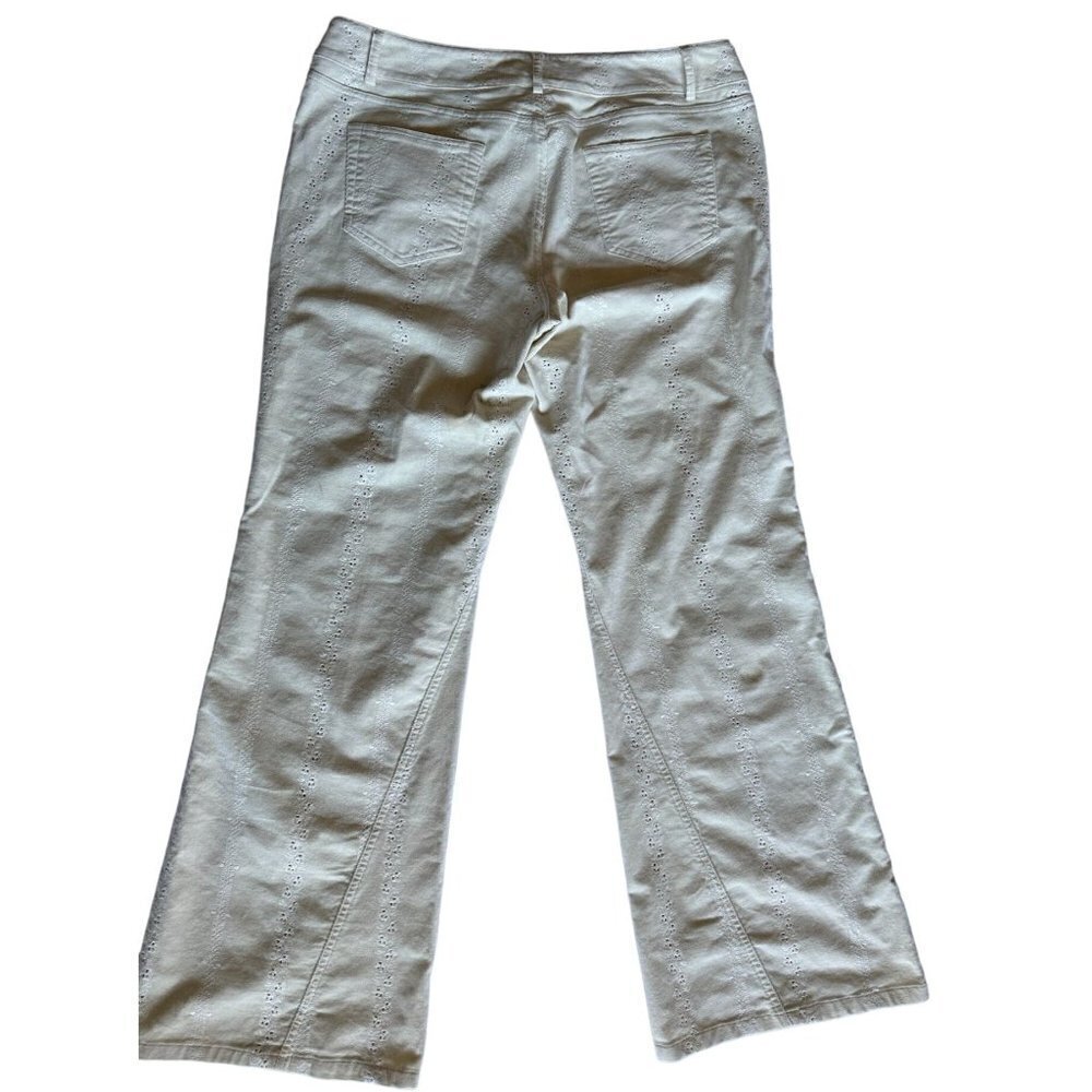 Womyn Pants Women's Thin Corduroy Size 16 Eyelet Cutouts 5 Pocket Cream NEW - Picture 4 of 10